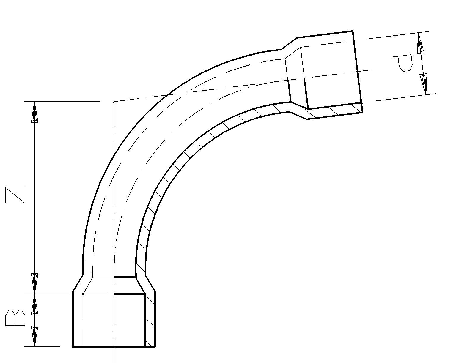 1.02 4-D Радиусный отвод 83° (97°) PVC-U