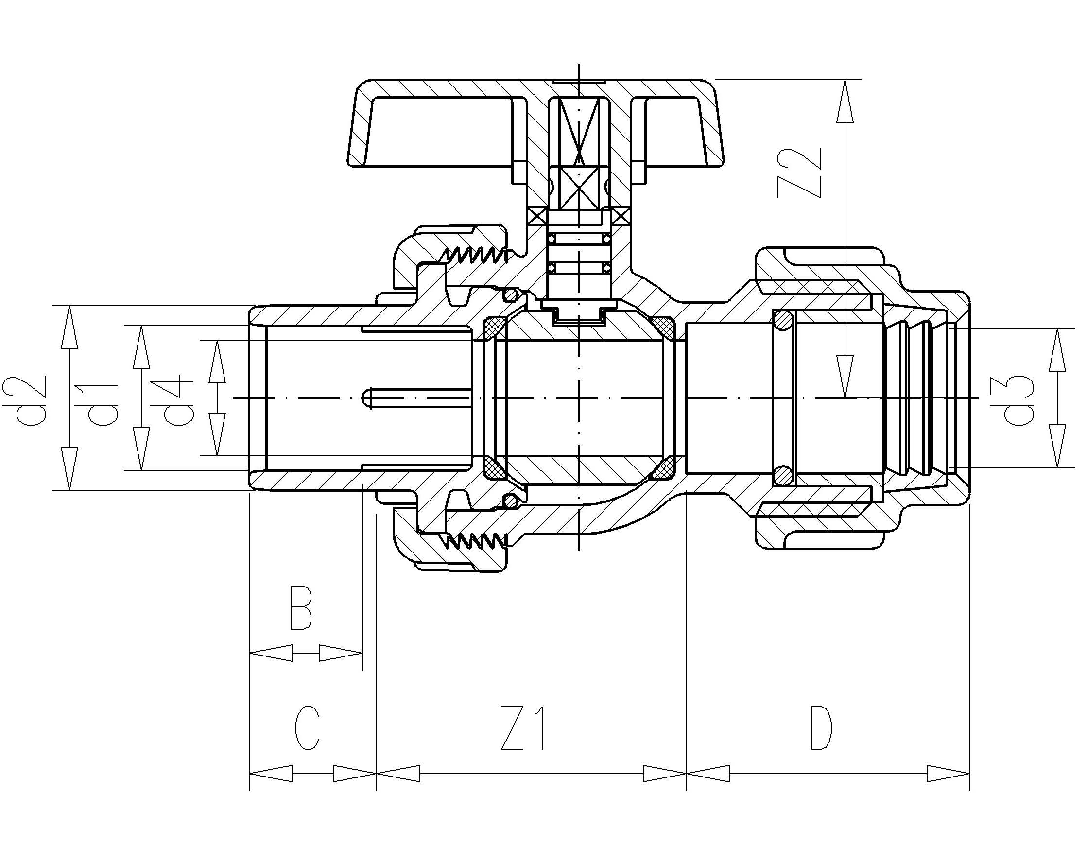 6.00 Шаровой кран ПВХ - ПЭ