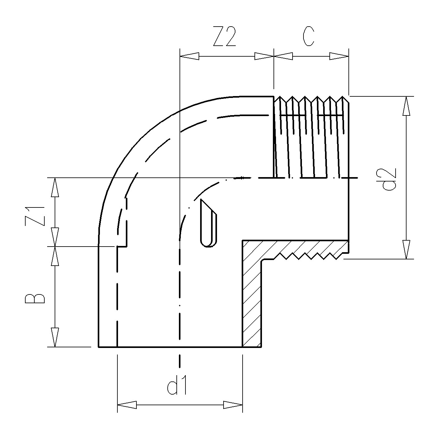 2.29 Угольник 90° PVC-U наружная резьба