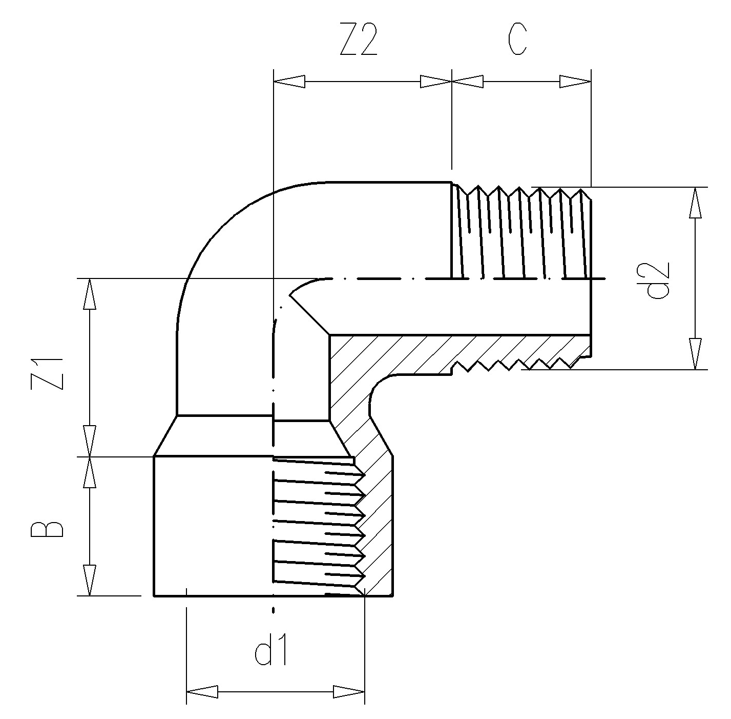 2.28 Угольник 90° PVC-U с вн - нар резьбой